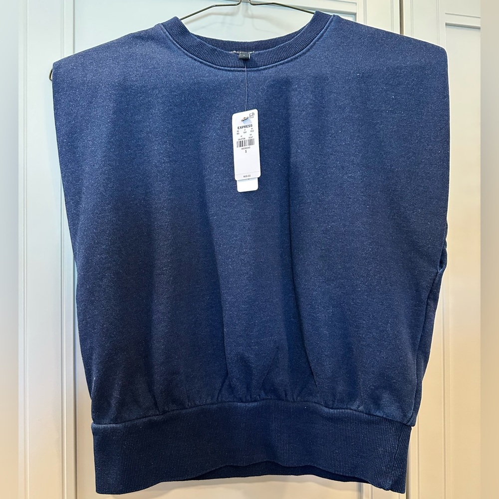 Express: Dark Blue/Navy Crewneck Muscle Shirt; NWT; size Small